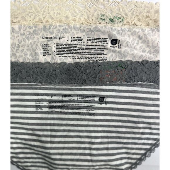 State of Day Panties Bundle 2 Pack Large Lace Waist Heather Stripe & Leopard L - Picture 4 of 4